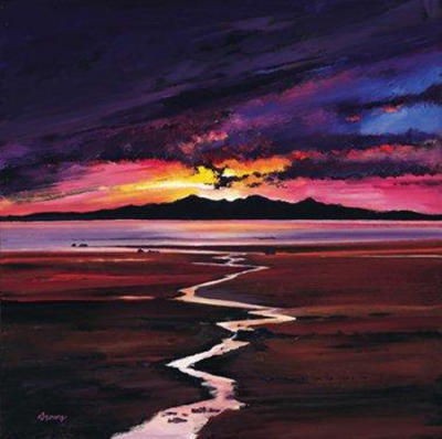 Sunset over Arran art print by Davy Brown