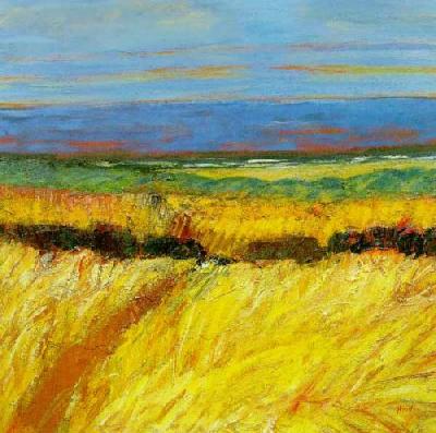 Fields by the Sea art print by John Houston