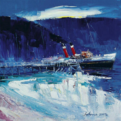The Waverley at Tighnabruaich Pier art print by John Lowrie Morrison