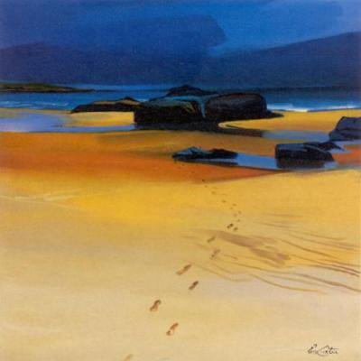 Footsteps and Orange Sands art print by Pam Carter