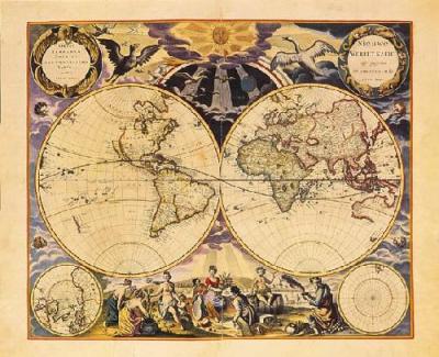 New World Map, 1676 art print by Goos