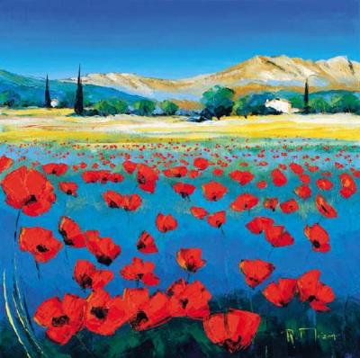 Coquelicots en Lub�ron art print by Richard Moisan