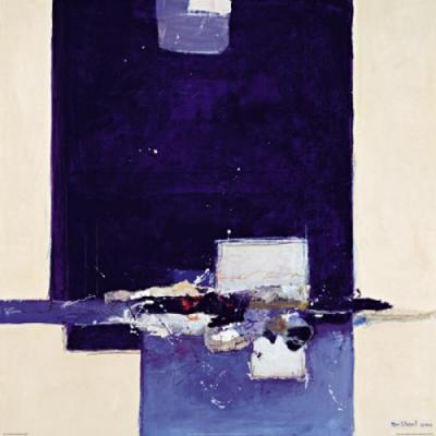 Abstrakt blau-wei� art print by Ron van der Werf