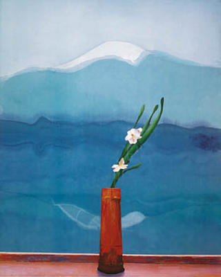 Mount Fuji and Flowers 1972 art print by David Hockney