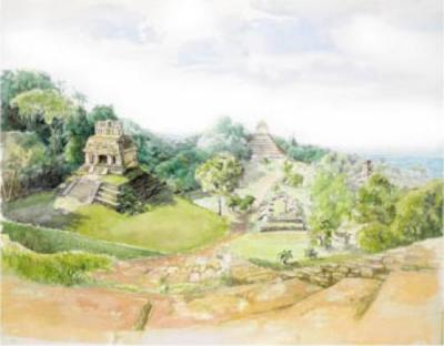 Mayan Temples, Palenque art print by Susie Lipman