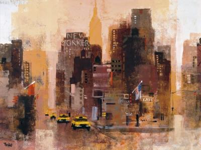 New Yorker & Cabs art print by Colin Ruffell