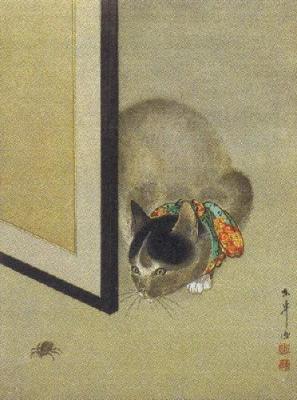 Cat & Spider art print by Makoto