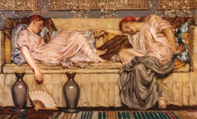 Two Women On A Sofa art print by Albert Moore