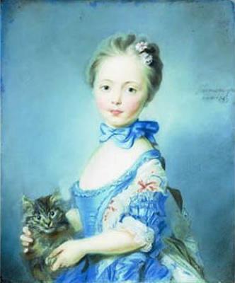 Girl With A Kitten art print by Jean-Baptiste Perroneau