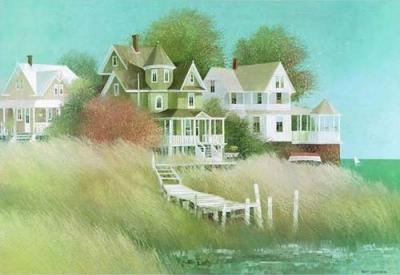 Cottages by the Sea art print by Albert Swayhoover