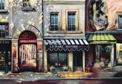Le Parc Bistro art print by Mark St. John