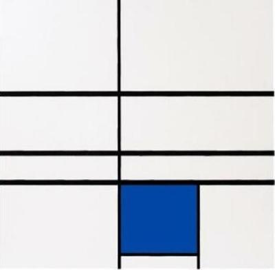 Untitled (composition with blue) (Silkscreen print) art print by Piet Mondrian