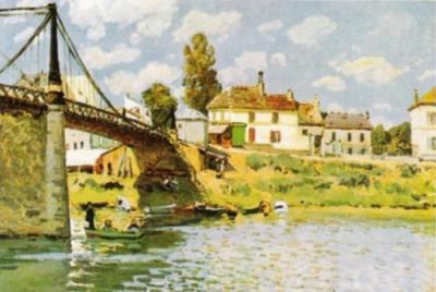 Bridge at Villeneuve-la-Garenne art print by Alfred Sisley