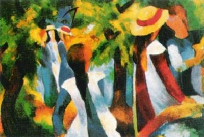 Girls under the trees art print by August Macke