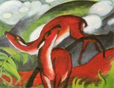 The Red Deer art print by Franz Marc