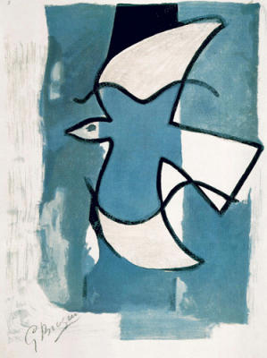 L'oiseaux bleu et gris art print by Georges Braque