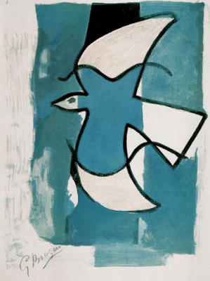 L'oiseaux bleu et gris art print by Georges Braque