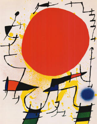 Le soleil rouge art print by Joan Miro