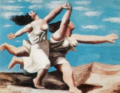 Two women running an the beach art print by Pablo Picasso