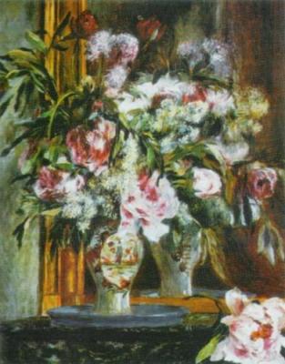 Peonies, Lilas and Tulips art print by Pierre Auguste Renoir