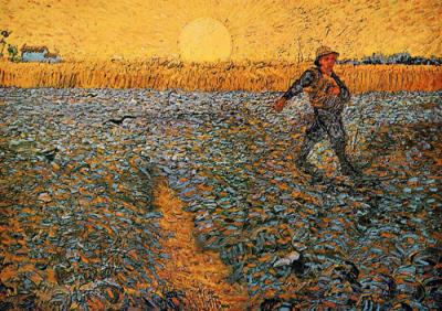 Seminatore col sole che tramonta art print by Vincent Van Gogh