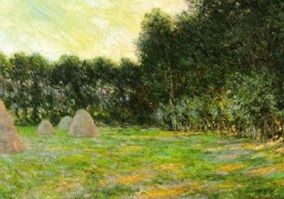 Meadow with Haystacks near Giverny art print by Claude Monet