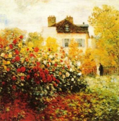 The Artist's garden in Argentuil (detail) art print by Claude Monet