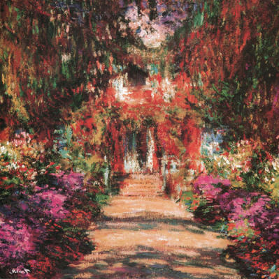 Un viale del giardino di Monet a Giverny, (detail) art print by Claude Monet