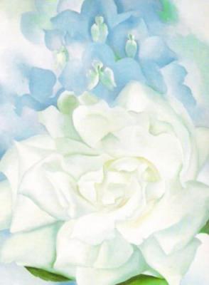White Rose with Larkspur No. 2 art print by Georgia O'Keeffe