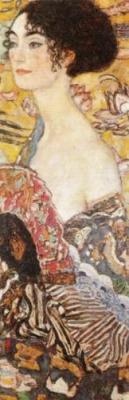 Lady with fan, (detail) art print by Gustav Klimt