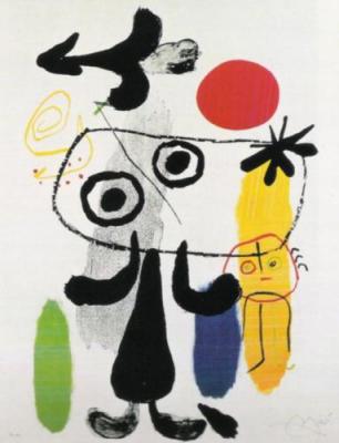 Figur gegen rote Sonne II, 1950 art print by Joan Miro