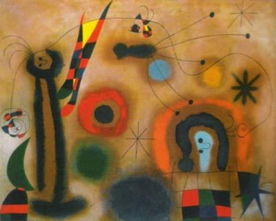 Libelle mit roten Fluegeln eine Schlange jagend art print by Joan Miro