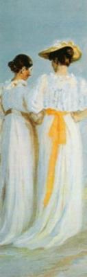 Two ladies on the beach, (detail) art print by Michael Peter Ancher