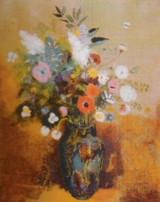 Bouquet of flowers art print by Odilon Redon