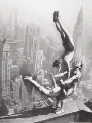 Acrobats on the Empire State Building art print by Anonymous