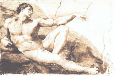 Creation of Adam (embossed) art print by Michelangelo