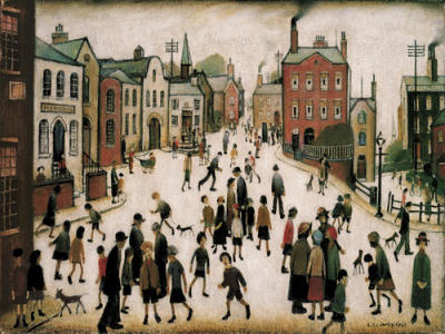 A village square art print by LS Lowry