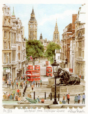 Whitehall from Trafalgar Sq. art print by Glyn Martin