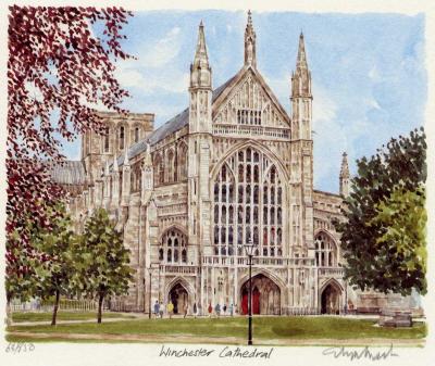 Winchester Cathedral - W.Front art print by Glyn Martin