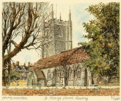Reading St. Mary's Church art print by Philip Martin