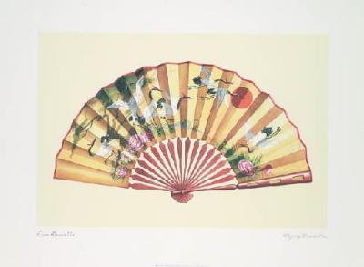 Flying Crane Fan art print by Lisa Danielle