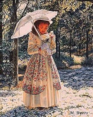 Girl With Parasol art print by Melinda Byers
