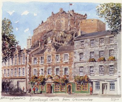 Edinburgh Castle from Grassmarket art print by Philip Martin