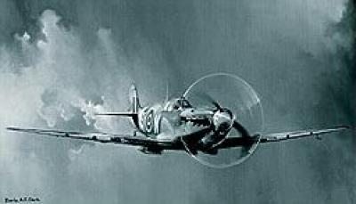 Spitfire art print by Barrie Clark