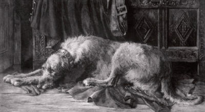 Irish Wolfhounds art print by Herbert Thomas Dicksee