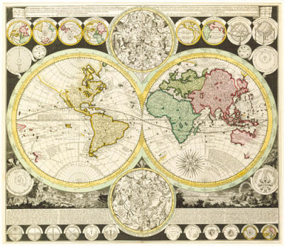 Planisphaerium Terrestre cum Utroque Coelesti Hemisphaerio 1730