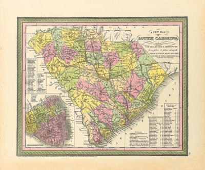 A New Map Of South Carolina art print by S. A. Mitchell