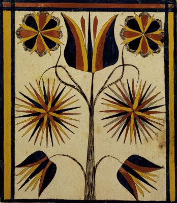 A Fine Watercolor And Ink Fraktur Drawing