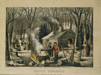 Maple Sugaring - Early Spring In The Northern Woods. Published By Currier & Ives