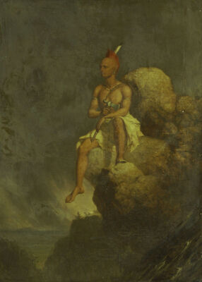 Indian Warrior On The Edge Of A Precipice